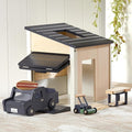 Tiny Land Wooden Dollhouse Garage Set – Realistic Design with Garage, Workbench,Lawn Mower & SUV Car, Expansion Dollhouse Furniture & Accessories for Doll house, Educational Pretend Play Gift for Kids