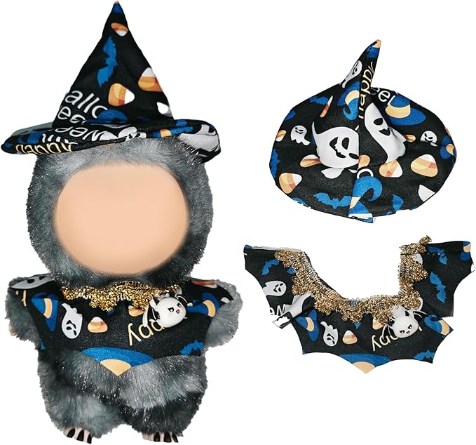 Halloween Doll Clothes for Labubu, Dolls Outfit Set for 17cm (6-6.7 inch) Dolls - Dress Up Set for Labubu Costumes & Accessories | Gift for Any Occasions | Doll Not Included (Halloween Ghost)