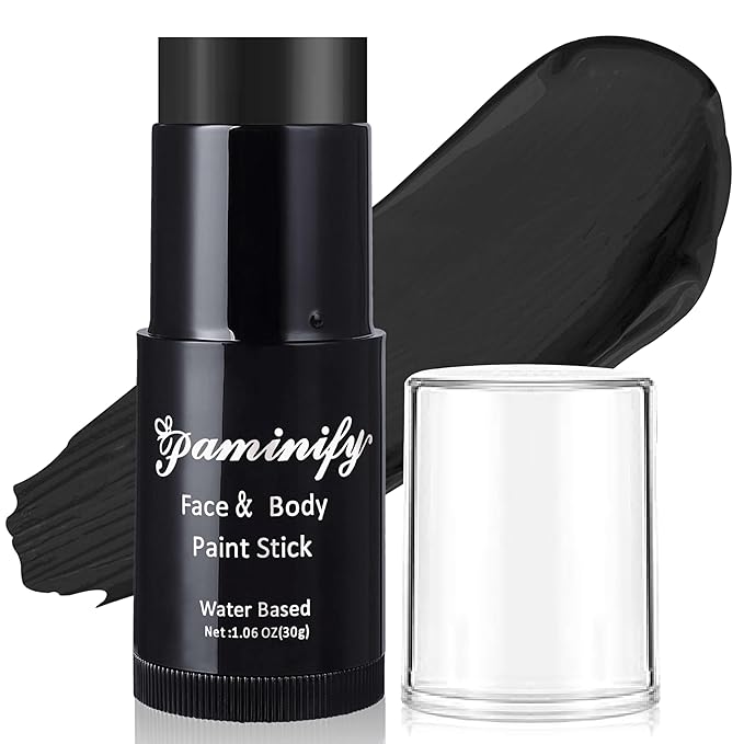 Black Face Paint Stick,Water-Based Body Paint Stick,Washable Halloween Black Foundation Face Painting for Skeleton Skull Zombie Joker Clown Goth Cat Costume,SFX Makeup for Cosplay,1.06 OZ