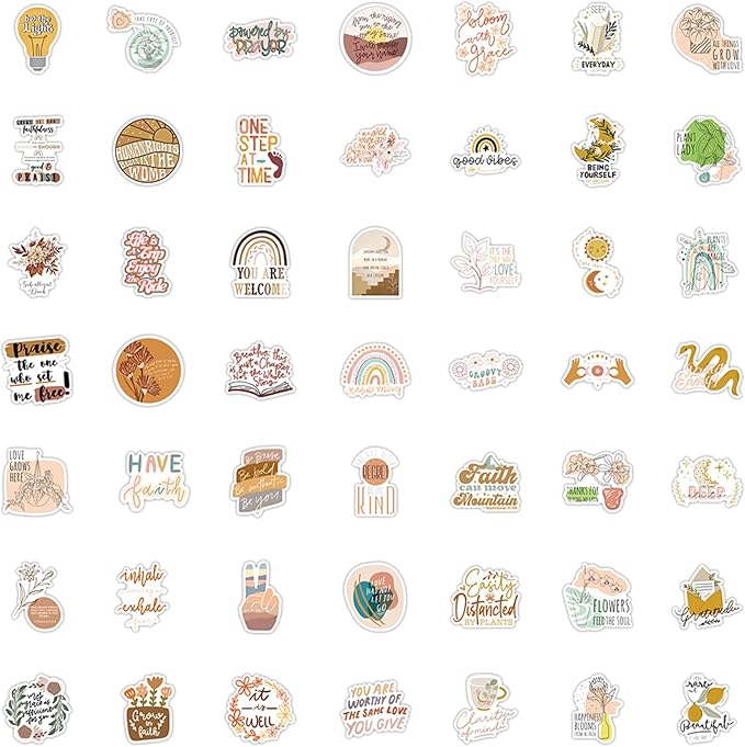 100PCS Boho Inspirational Stickers, Vintage Motivational Aesthetic Stickers for Women Adults Kids Teen Teachers, Retro Vinyl Waterproof Positive Decals for Laptop Water Bottles Phone Scrapbook