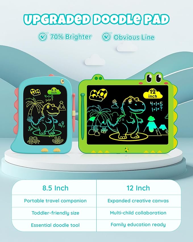 Kikapabi LCD Writing Tablet, Dinosaur Toys Gifts for Boys Age 3 4 5 6 7 Year Old, 8.5inch Colorful Doodle Board Pad for Kids, Birthday Christmas Gift Toddler Toy Age 3-7 Portable Travel Drawing Blue