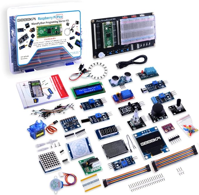 GeeekPi Micro Python Programing Kit for Raspberry Pi Pico, Breadboard, I2C 1602 LCD Display Module for Raspberry Pi Beginners & Software Engineer