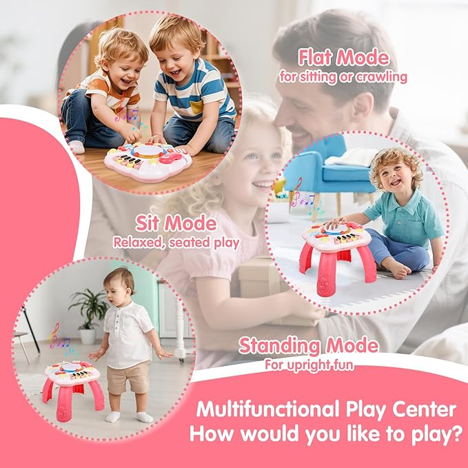Baby Toy- Engaging Baby Activity Center for 6 12 18 Months Old- Safe, Sturdy, and Fun (11.8 x 11.8 x 12.2 inches), (Pink)
