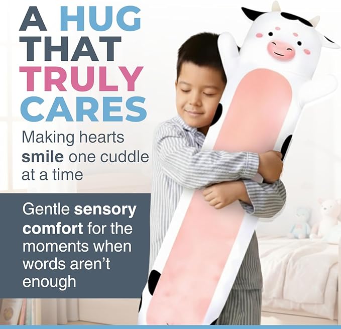 Cow Print Plush Body Pillow for Kids | Long Stuffed Animal Cuddle Pillow | Soft Hugging Toy | Plushie Gift for Girls & Boys | Long Plush Body Pillow for Sleep & Comfort | Large, 47 Inches