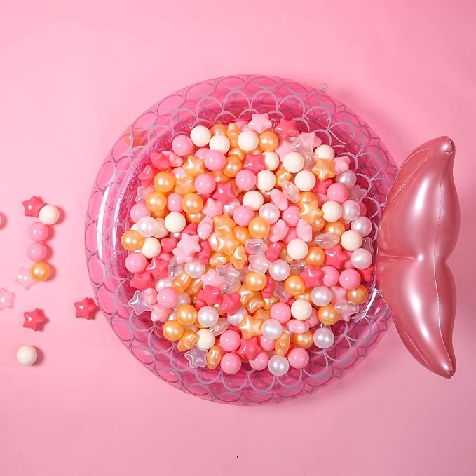 GOGOSO Ball Pit Balls for Toddlers Phthalate-Free BPA-Free Non-Toxic Crush Proof Soft Plastic Play Balls Baby Kids Shape Tent Pool Playhouse Playpen Party Decor,Creamy Pink Pearl Gold Clear,200PCS