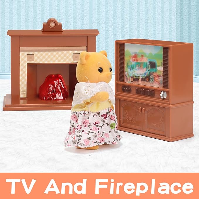 Dollhouse Furniture Set for Kids Toys Miniature Doll House Accessories Pretend Play Toys for Boys Girls & Toddlers Age 3+ with Living Room