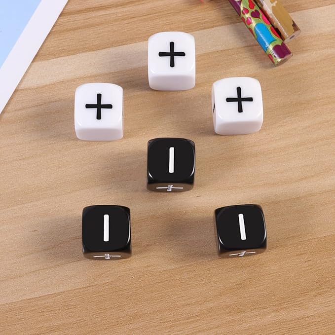 STOBOK 24Pcs Math Dice, 6 Sided Games Dice for Preschoolers, Dices Minus Plus Table Games Dice for Classroom/Party