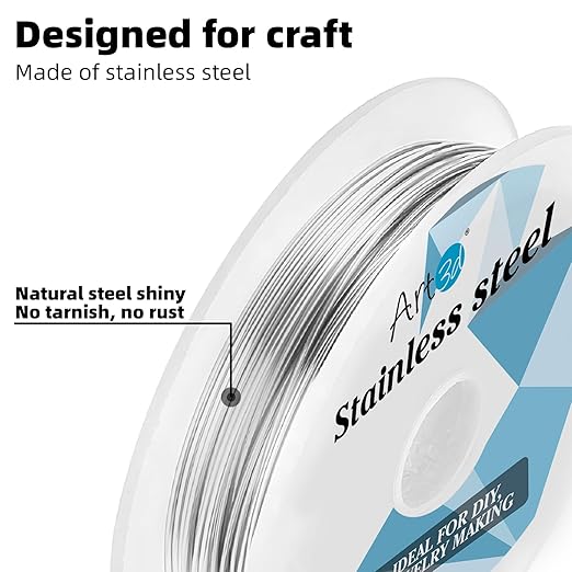 Art3d 18 Gauge Stainless Steel Wire, Bendable Soft Crafting Wire for Jewelry Making Earring Beading DIY Wrapping Sculpting - 120 FT Silver