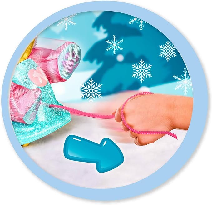 Nenuco 14" Baby Doll in Ski Suit and Sleigh Accesssory On Wheels with Color Chaning Nose, for Ages 2+