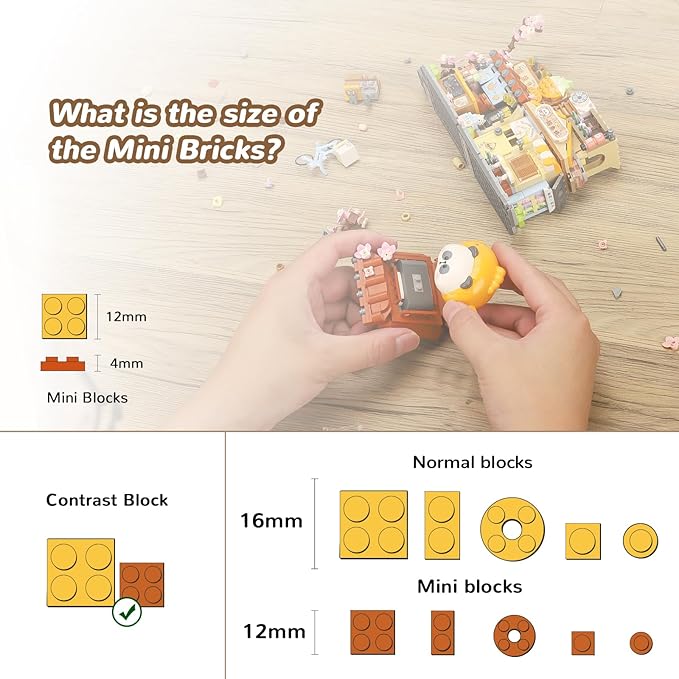 Japanese Street View Taiyaki Shop Mini Building Blocks, MOC Creative Building Toys Cute Panda Building Set for Kids 6-12, Simulation Architecture Construction Toy, Gift Idea for Kids Adults (858 PCS)