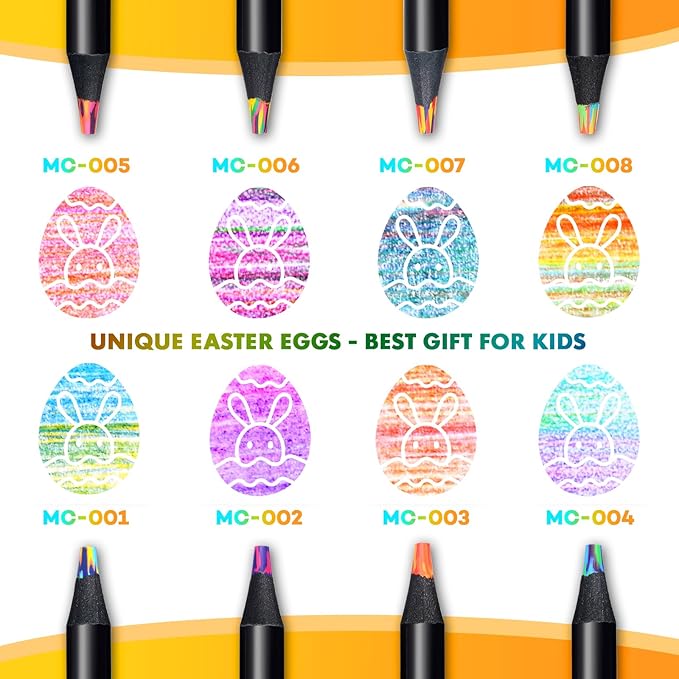 nsxsu Stocking Stuffers Art Supplies, 8 Rainbow Colored Pencils for Adults Kids, Teen Girl Gifts Trendy Stuff, Multicolored Cool Fun Pencil for Drawing Painting Sketch, School Supplies Party Favor