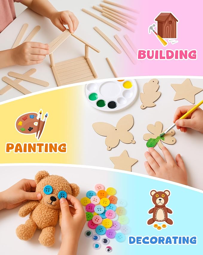 Wowood Arts and Crafts Kit for Kids - Over 1600 Pieces of DIY Craft Supplies! Creative Hobby Fun Activity Toys & Perfect Gifts for Girls and Boys Ages 8-12 to Spark Imagination and Joy(PA001)