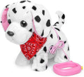 YH YUHUNG Interactive Dalmatian Walking Dog Toy with Leash Remote Dog Toy for Kids, Plush Puppy That Walks, Barks & Wags, Electrnoic Pets Soft Interactive Stuffed Animal, Battery Powered Puppy, 3+