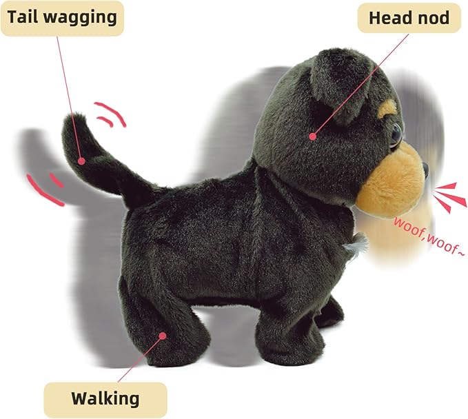 YH YUHUNG Walking and Barking Toy Dog with Remote Control Leash Puppy Interactive Stuffed Animated Dog Toys for Kids Gift(Black)