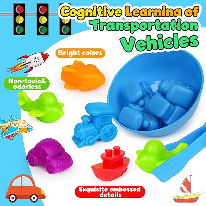 Counting Transport Matching Game with Sorting Cups, Sensory Sorting Colors Counting Toys with Games Dice, Montessori Training Preschool Educational Learning Toy Gifts for Toddlers Kids 3 4 5 6 +