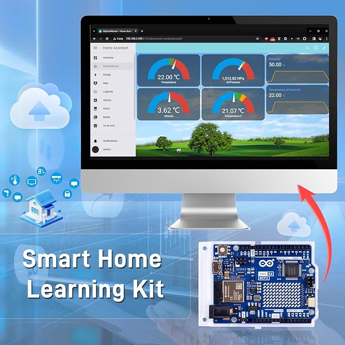 GeeekPi Cloud Ready Starter Kit with UNO R4 WiFi, Bluetooth, I2C, 12x8 LED Matrix, IoT Integration and Tutorials for Beginners & Engineers