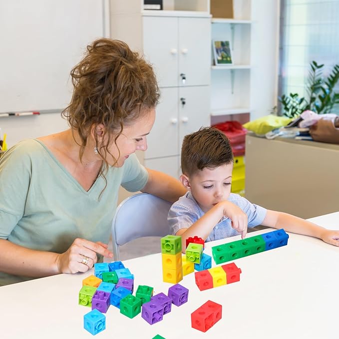 701 Pcs Math Learning Linking Cube with Pink Storage Container Counting Cubes Plastic Colorful Counting Blocks Math Manipulatives Classroom Learning Supplies for Home school Educational(Pink)