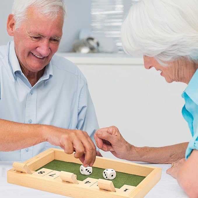 Alzheimers Products for Elderly, 9 Numbers Memory Games for Dementia Patients Seniors, Wooden Shut The Box Dementia Products for Elderly, Fidget Sensory Busy Board Gadgets Gifts Activities