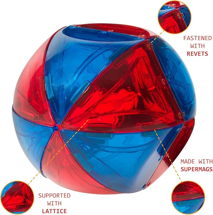 Playmags 28 Piece Magnetic Tiles Dome Set - Now with Stronger Magnets, STEM Toys for Kids, Sturdy, Super Durable with Vivid Clear Color Tiles