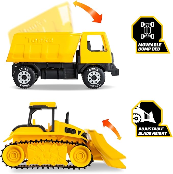 Tonka - Steel Classics Giga Series - Dump Truck & Bulldozer, 2-Pack