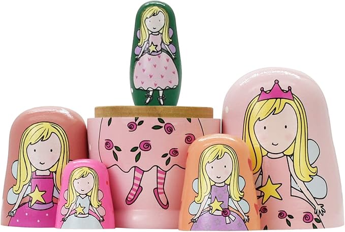 HYCLES Nesting Dolls Russian Matryoshka Wood Stacking Nested Set for Kids Handmade Toys for Children Kids Christmas Birthday Decoration Halloween Wishing Gift