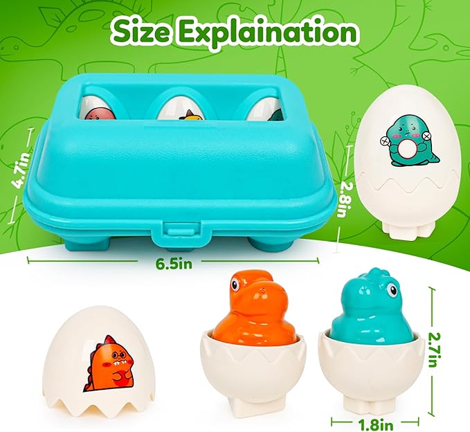 Dinosaur Toys,Egg Toy for Toddlers 1-3,Montessori Sensory Early Educational Learning Shape Matching & Sorting Games Fine Motor Toys Gifts for Boys Girls