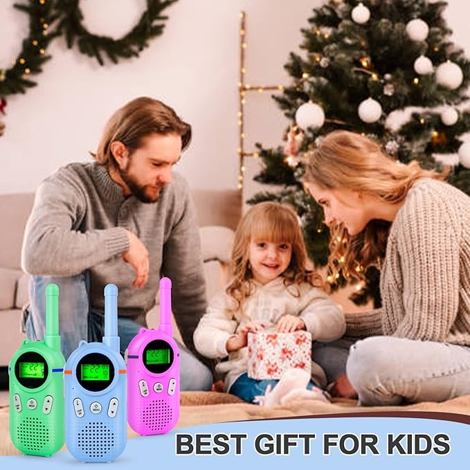 Walkie Talkies for Kids Rechargeable 3 Pack, Providing 48hrs Working Time and Long Range of 3KMs, Best Gift for Kids Aged 3-12 Years (Blue+Green+Purple)
