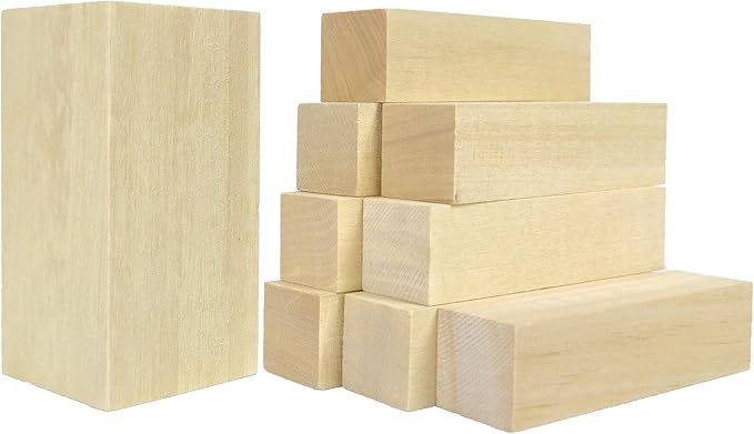 9PCS Basswood Carving Blocks with 2 Sizes，Whittling Wood Carving Kit,Soft Basswood for Carving(4"x1"x1",4"x2"x2")