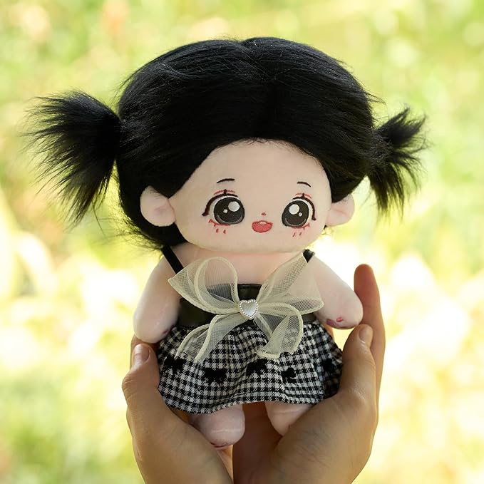 CALEMBOU Plush Doll, 20cm Cotton Doll with Skeleton, Cute Anime Plushies Soft Stuffed Dress Up Doll, Kawaii Plush Toys Rag Dolls with Clothes Gift for Girls(Doll&Clothes-XiaoWanzhi-A)