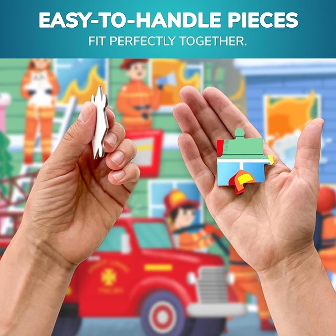 QUOKKA Puzzles for Kids Ages 3-5 - 30 Pieces Puzzles for Toddlers 2-4 - Firefighters Learning Jigsaw Puzzles for Kids 4-6 Years Old - Educational Toys for Boy and Girl