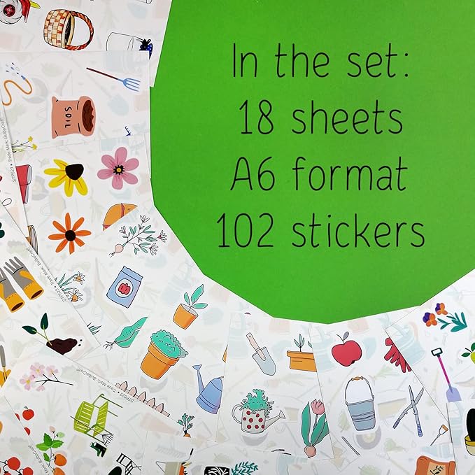 BulbaCraft 100Pcs Garden Stickers, Gardening Stickers for Scrapbooking, Garden Party Favors, Planting Gardening Gifts for Girls, Gifts for Women & Men