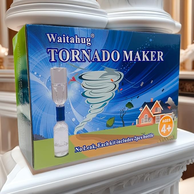 Tornado Maker, Weather Toys, Ultra-Light Aluminum Connecting Tube, Including 2 Empty Bottles, Watertight Tornado Toy, Suitable for Kids' Science Experiments (Red)