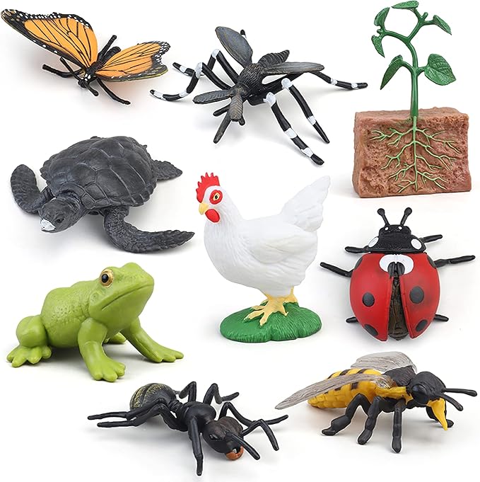 Montessori Life Cycle Animal Figures with Flash Cards, Realistic Animal Figurines Toy, Educational Matching Game for 3+ Year Old Toddlers Kids (Ant)