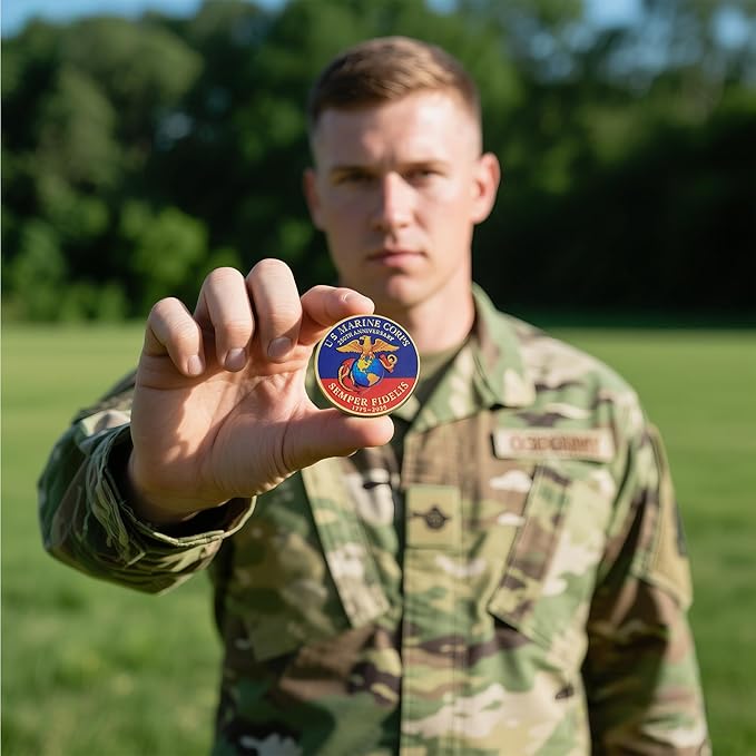 250th Anniversary U.S. Armed Forces Commemorative Coin - Patriotic Military Collectible with Engraved Service Branch Insignia，Patriotic Marine Corps Collectible (Marine Corps)