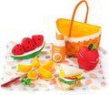 Jollybaby Soft Picnic Basket Cutting Play Food Toys for Baby 6-12-36 Months, Montessori Sensory Felt Fake Food Toy for Toddler 1-3, Birthday Gifts for 1 Year Old Boys and Girls