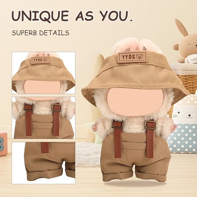 17cm Doll Clothes Set, Premium Jeans & Knitted Sweater Outfit for 17cm 15cm Dolls, Cute Dress Up Fashion, No Doll Included (Brown/Man, 17cm/15cm)