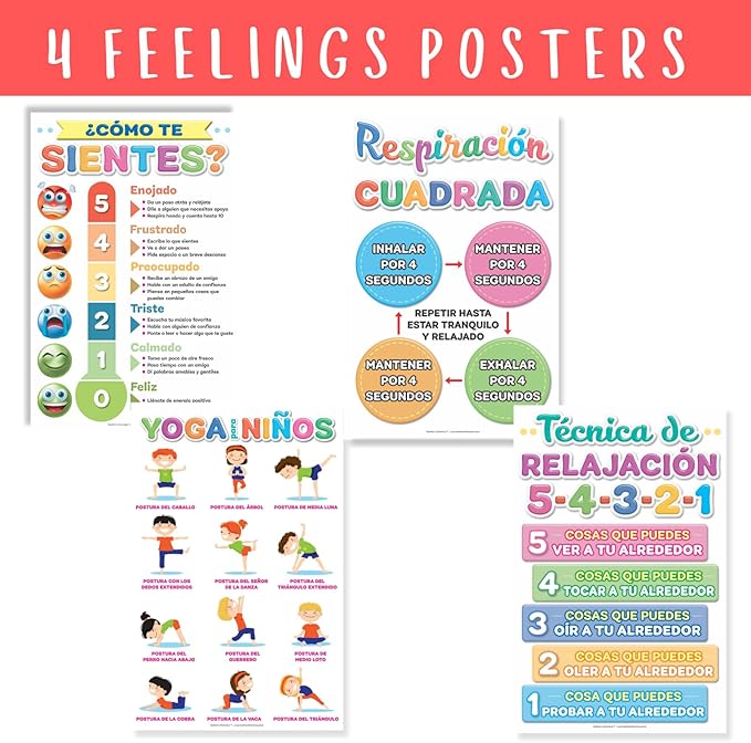 DeeDee's Workshop 4 Spanish Feelings Thermometer for Kids Posters