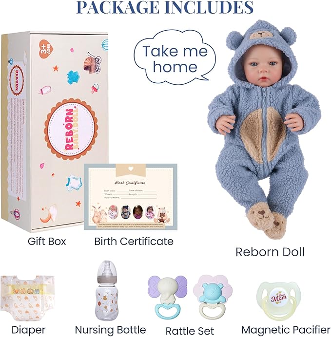 BABESIDE Realistic Reborn Baby Dolls Boy–18 Inch Lifelike Newborn Real Life Baby Dolls with Soft Weighted Cloth Body & Poseable Vinyl Limbs – Realistic Baby Doll with Toy & Gift Box for Kids Age 3 +