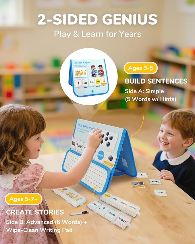 CHEFAN 165 PCS Sentence Building for Kids, Speech Therapy Materials with Writing Board, Sentence Building Games for Special Education, Reading & Language Development