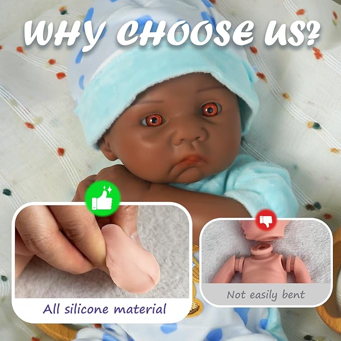 Reborn Baby Dolls Silicone Full Body 15.4in Weighted Real Life Open-Eyes Boy Dolls Lifelike Newborn Baby Soft Body Flexible Limbs Not Vinyl
