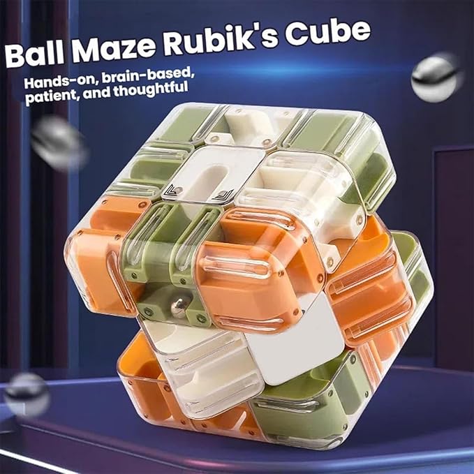 Large Puzzle Maze Cube - Engaging Brain Teaser Toy, 3D Maze Magic Cube & Ball, Mazes Ball Puzzles for Logical Thinking (Bstyle,1set)
