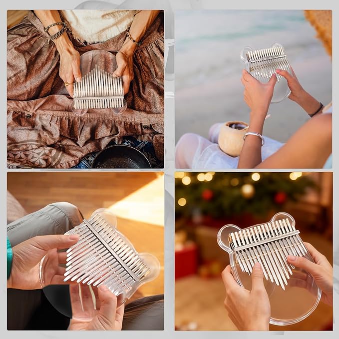 Acrylic Kalimba Thumb Piano,YUNDIE Portable 17 Keys Mbira Crystal Finger Piano, Musical Instruments Birthday Gift for Adult Beginners Professional(Clear) (17 Keys)