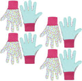 HANDLANDY 4 Pairs Kids Gardening Gloves, Girls Boys Children Garden Work Play Gloves (Pink Dot, Medium)
