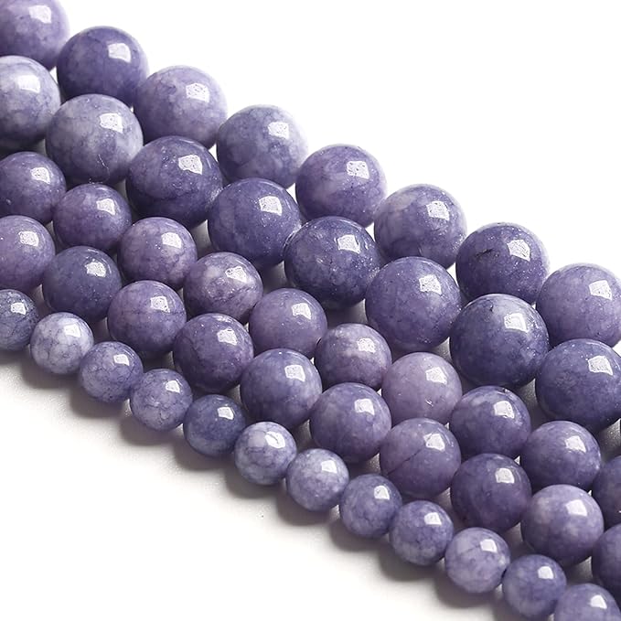 8MM 46PCS Lavender Purple Chalcedony Stone Loose Beads for Jewelry Making DIY Bracelet Necklace