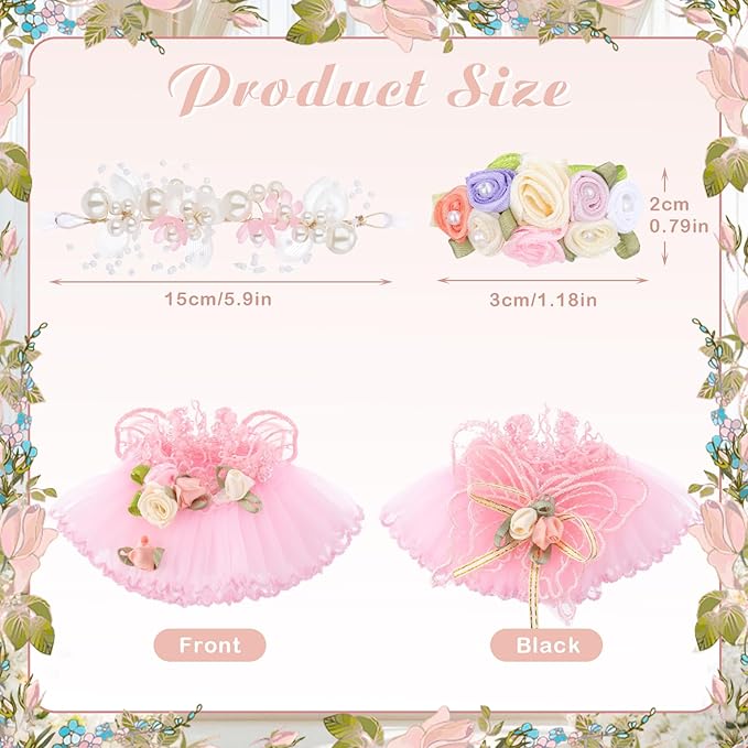 3 Pcs Wedding Outfits Dress for 6.7 Inches Doll Wedding Clothe Set Include Cute Headpiece Popular Dress Accessories, No Doll(Classic Style,Pink)