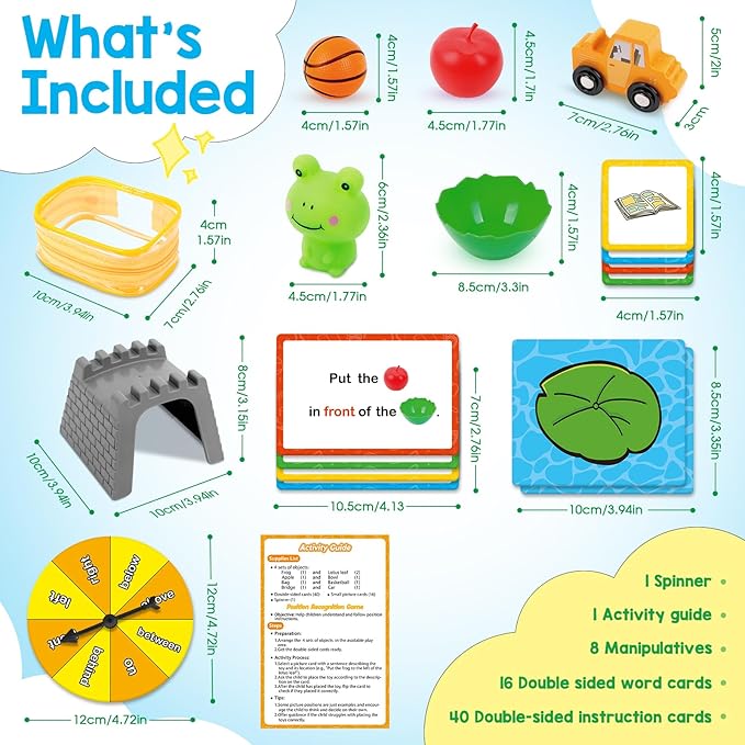 Positional Word Learning Set|Manipulatives Match Games|Educational Games for Kids Ages 4|STEM Learning Activities| Flash Cards for Toddlers 3-5|Fine Motor Skills|Speech Therapy Toys