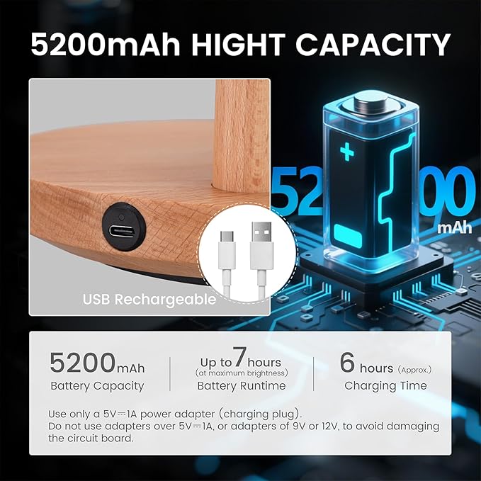 Pause Moon Lamp, Creative Wood LED Desk Lamp, Unique Decorative Lighting for Bedroom, Lamps for Night Stands, Rechargeable Cordless Lamp Office & Gift, Beech Wood