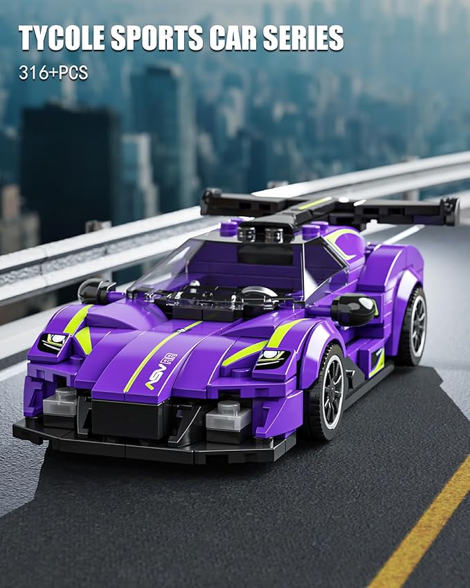 TGL Super Sports Car Building Block Set with Display Case, Speed Racing Car Building Toys for Kids and Adults, Collectible Model Cars Kits Gift for Technic Cars Lovers Boys 6+ (316PCS)