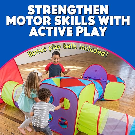 Hide and Slide 7pc Kids Ball Pit Play Tent and 20 Balls, Toddler Jungle Gym Play Tent Crawl Tunnel Toy for Babies Infant Children, Birthday Gift Girls Boys, Indoor Outdoor Gift, Portable Play Center