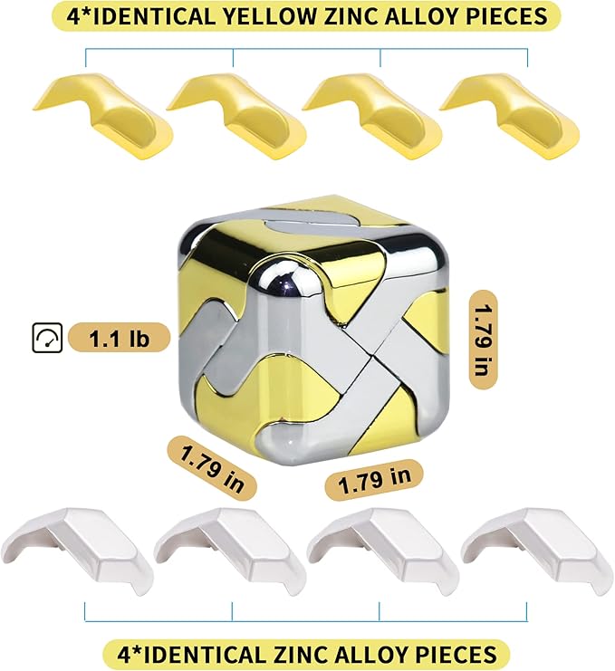 Metal-Puzzles Brain-Teaser 3D-Toys: Fidget-Toys Cool-Gadgets-Stuff Square-Cube-Box Puzzle-Toy ADHD Tools Stress Relief Gift for Kid Children Teen Adult Office Home School Christmas